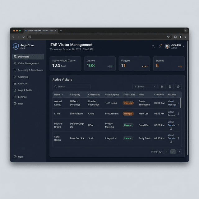 ITAR visitor dashboard